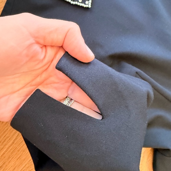 New Kate Spade Black Dress with Embellished Pearl and Rhinestone Collar - Picture 5 of 6